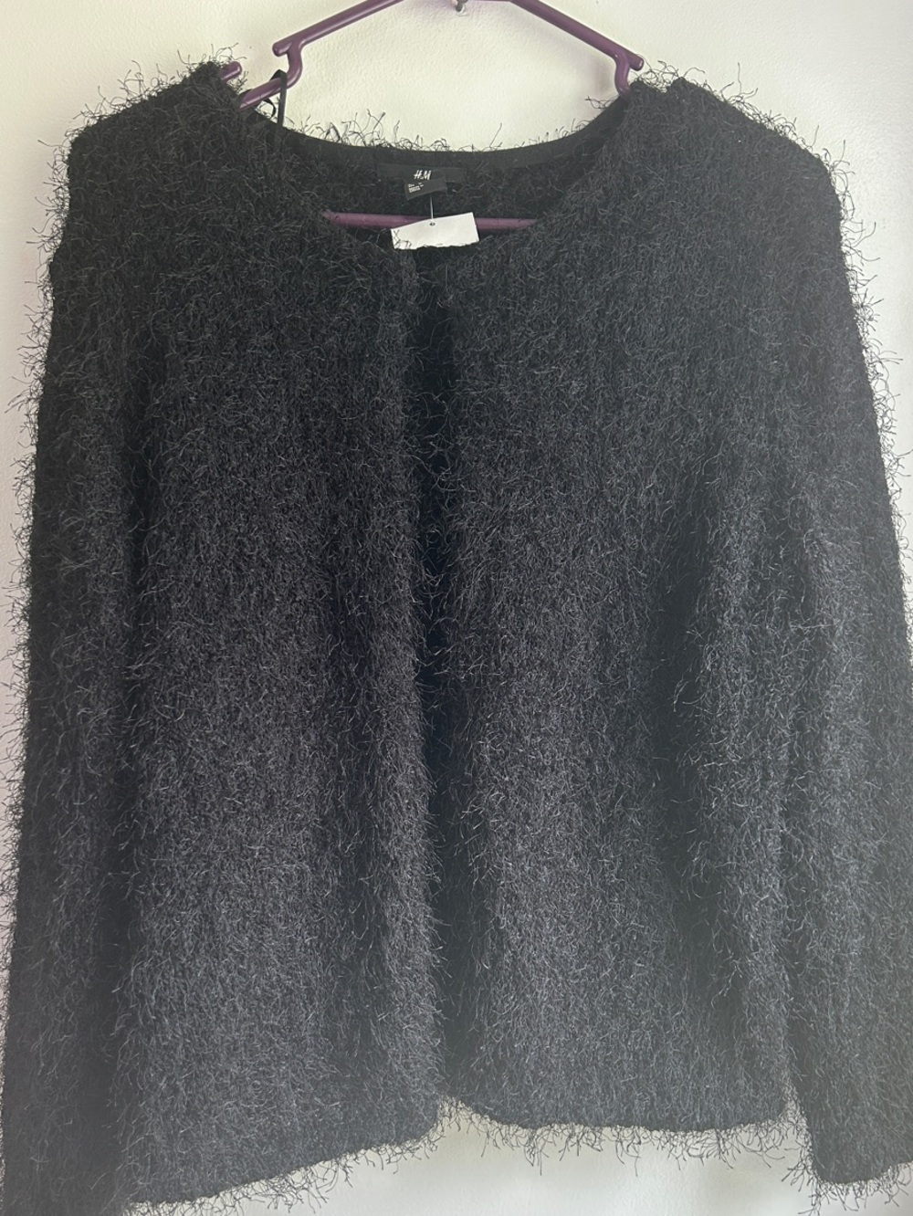 H&M Black Fuzzy Open Cardigan Sweater